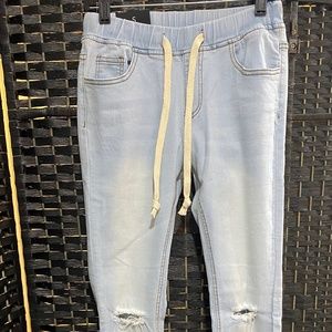 NWT Distressed Denim Joggers
